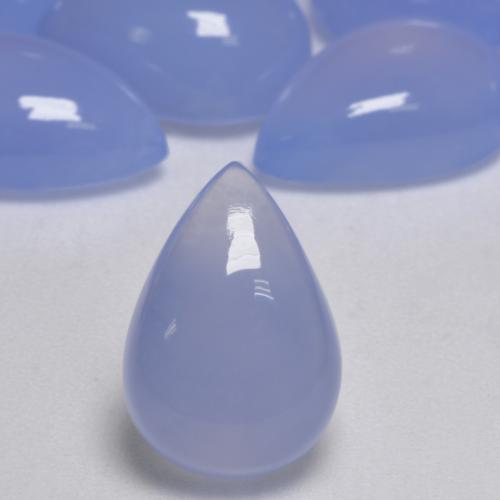 Pear Cabochon...39x27x5 mm..42 Cts...#G7456 Blue Chalcedony With Quartz Cabochon..