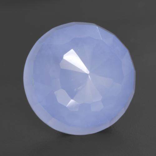 Light Purplish Blue Chalcedony Gem - 6.9ct Round Buff-Top (ID: 531208)