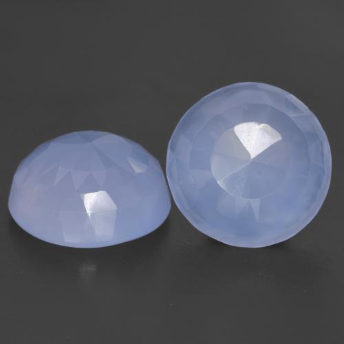 Purplish Blue Chalcedony Gem - 5.7ct Round Buff-Top (ID: 531402)