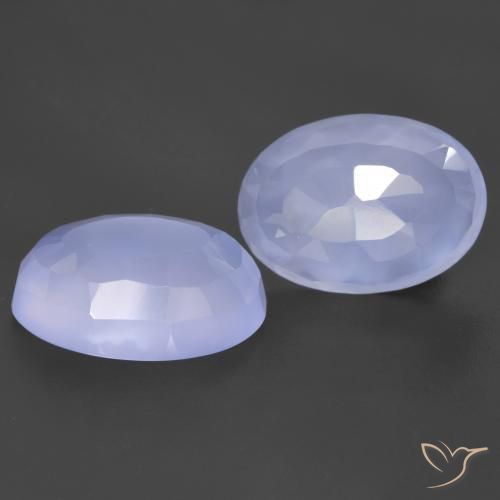 10.49 ctw Blue Chalcedony Stones, Natural Chalcedony in Oval Buff-Top Shape for Sale