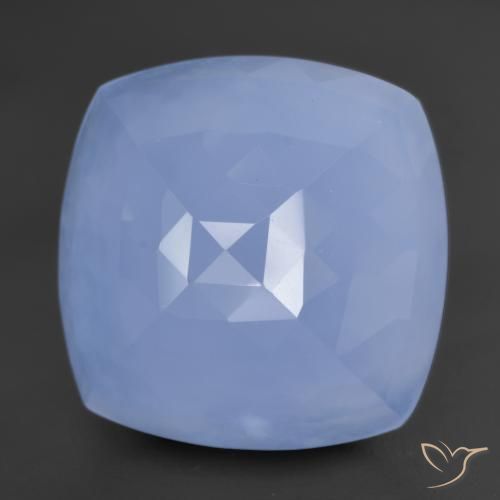 13.44 ct Blue Chalcedony Stone, Natural Chalcedony in Cushion Buff-Top Shape for Sale