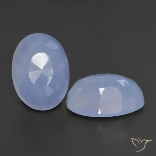 11.06 ctw Blue Chalcedony Stones, Natural Chalcedony in Oval Buff-Top Shape for Sale