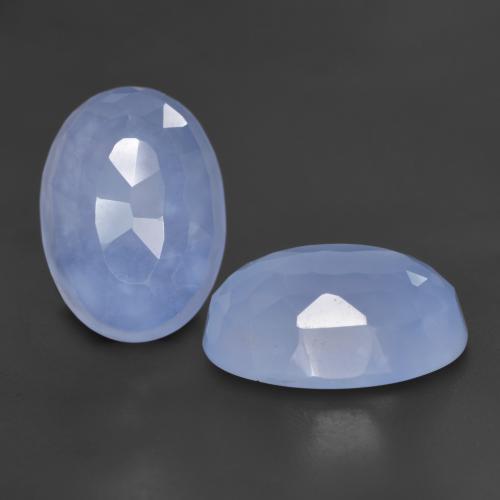 11.93 ctw Blue Chalcedony Stones, Natural Chalcedony in Oval Buff-Top Shape for Sale