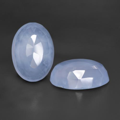 10.15 ctw Blue Chalcedony Stones, Natural Chalcedony in Oval Buff-Top Shape for Sale