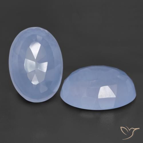 11.62 ctw Blue Chalcedony Stones, Natural Chalcedony in Oval Buff-Top Shape for Sale