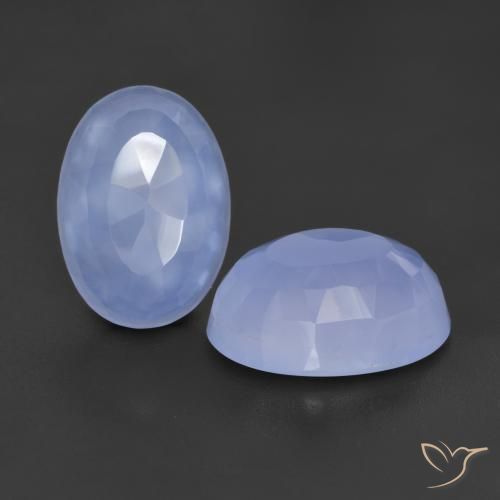 12.02 ctw Blue Chalcedony Stones, Natural Chalcedony in Oval Buff-Top Shape for Sale