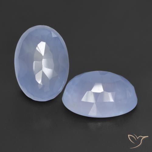 11.46 ctw Blue Chalcedony Stones, Natural Chalcedony in Oval Buff-Top Shape for Sale