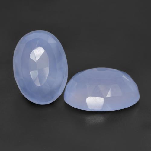 11.30 ctw Blue Chalcedony Stones, Natural Chalcedony in Oval Buff-Top Shape for Sale