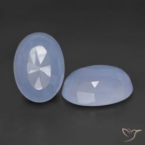 11.07 ctw Blue Chalcedony Stones, Natural Chalcedony in Oval Buff-Top Shape for Sale