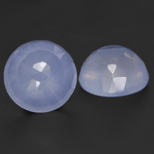 Light Purplish Blue Chalcedony Gem - 3.8ct Round Buff-Top (ID: 532116)