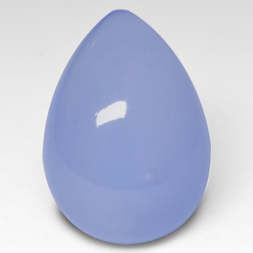Purplish Blue Chalcedony Gem - 10.3ct Pear Cabochon (ID: 533339)