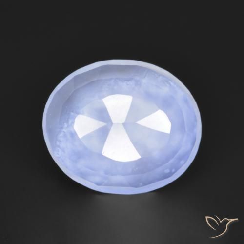 2.81 ct Blue Chalcedony Stone, Natural Chalcedony in Oval Buff-Top Shape for Sale