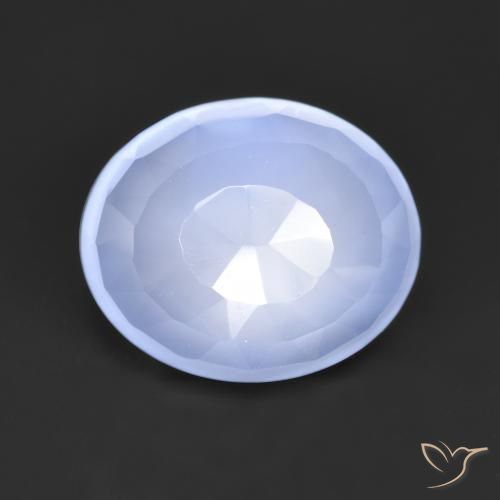 3.26 ct Blue Chalcedony Stone, Natural Chalcedony in Oval Buff-Top Shape for Sale