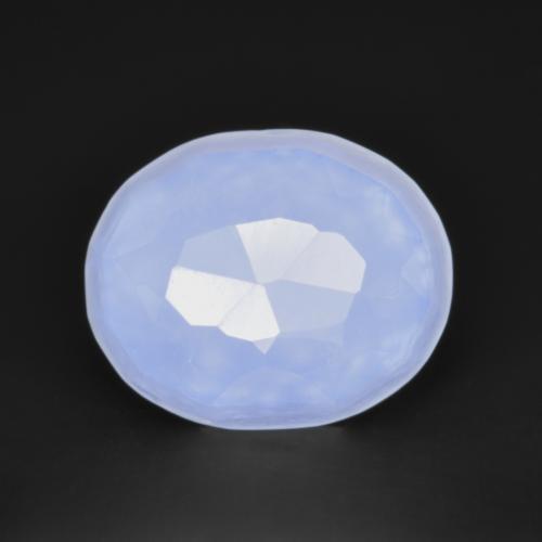 3.59 ct Blue Chalcedony Stone, Natural Chalcedony in Oval Buff-Top Shape for Sale