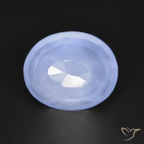 3.22 ct Blue Chalcedony Stone, Natural Chalcedony in Oval Buff-Top Shape for Sale