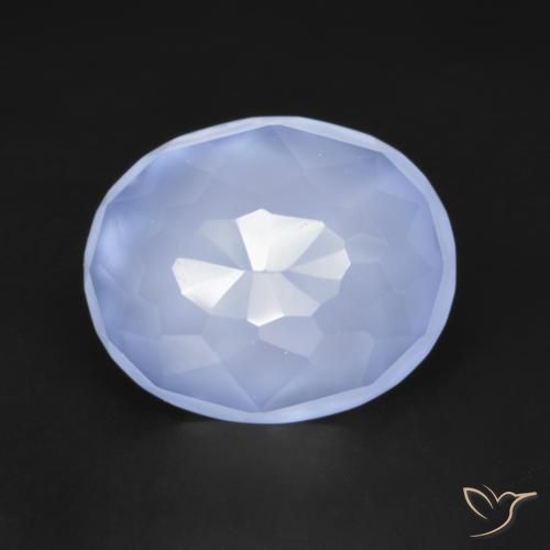 3.19 ct Blue Chalcedony Stone, Natural Chalcedony in Oval Buff-Top Shape for Sale