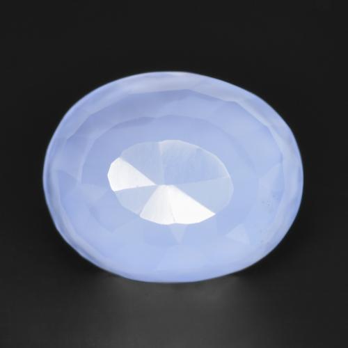 3.87 ct Blue Chalcedony Stone, Natural Chalcedony in Oval Buff-Top Shape for Sale