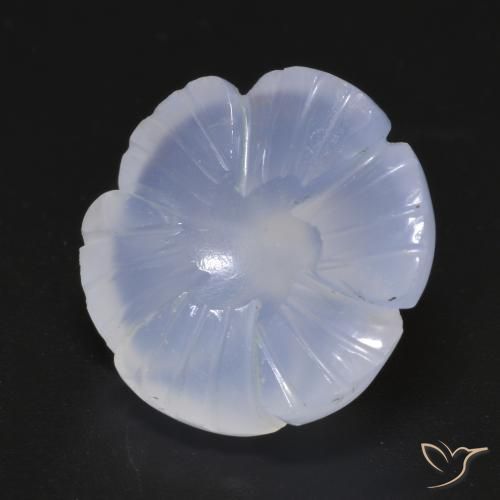 11.62 ct Blue Chalcedony Stone, Natural Chalcedony in Carved Flower Shape for Sale