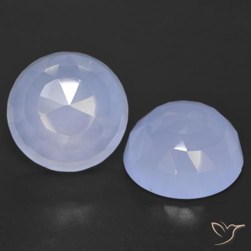 15.55 ctw Blue Chalcedony Stones, Natural Chalcedony in Round Rose-Cut Shape for Sale