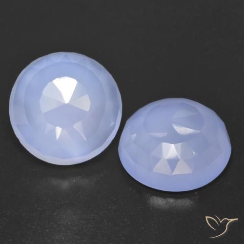 13.04 ctw Blue Chalcedony Stones, Natural Chalcedony in Round Rose-Cut Shape for Sale
