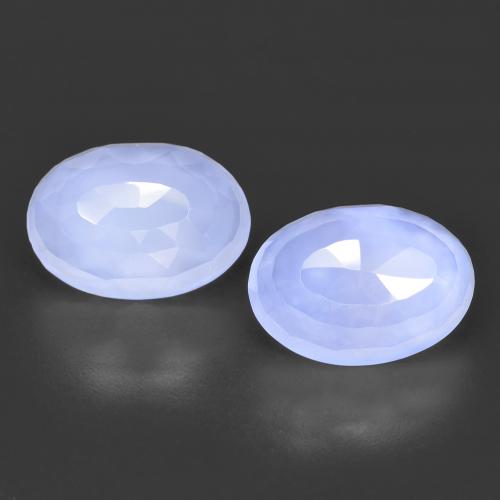 Paire de calcédoine Ovale 13,9 x 9,9mm - Poids total 11 ct / moyenne 5,5 ct chaque, pierre gemme naturelle Non traité, couleur Bleu clair avec pureté Translucide, dureté Mohs 6.5 à 7 convient aux bijoux de tous les jours, pierre de sagesse, Photo A