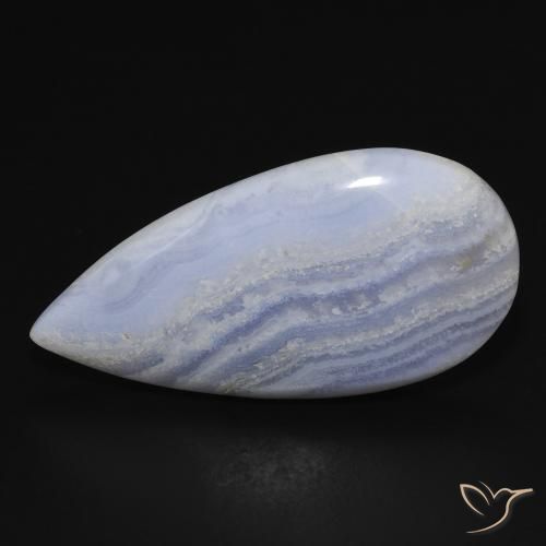 Calcédoine poire 19,41 ct, 32,1 x 16,6 mm du Brésil, Photo A