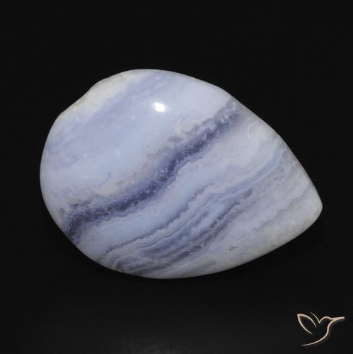 11.83 ct Blue Chalcedony Stone, Natural Chalcedony in Pear Cabochon Shape for Sale