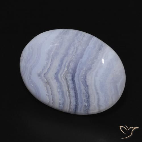 13.27 ct Blue Chalcedony Stone, Natural Chalcedony in Oval Cabochon Shape for Sale