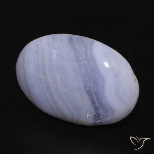 21.17 ct Blue Chalcedony Stone, Natural Chalcedony in Oval Cabochon Shape for Sale
