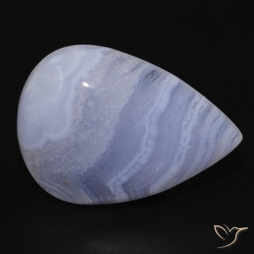 21.94 ct Blue Chalcedony Stone, Natural Chalcedony in Pear Cabochon Shape for Sale