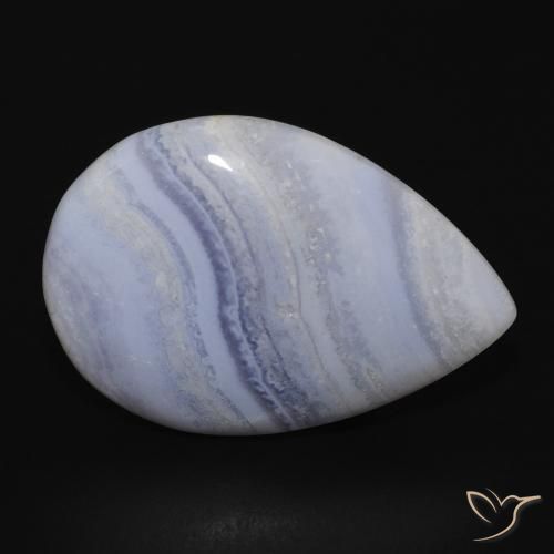 17.82 ct Blue Chalcedony Stone, Natural Chalcedony in Pear Cabochon Shape for Sale