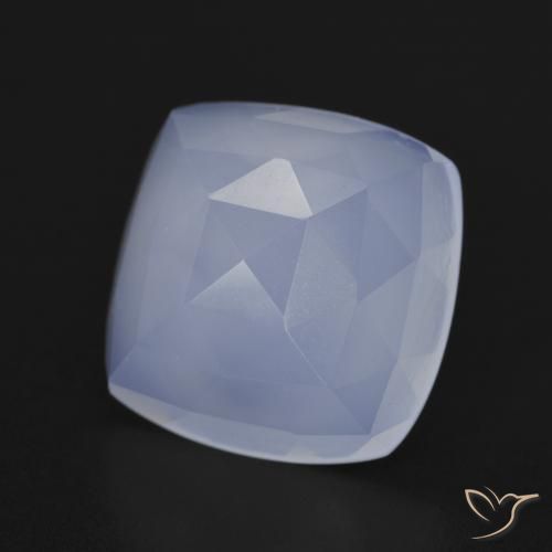 6.36 ct Blue Chalcedony Stone, Natural Chalcedony in Cushion Mixed Cut Shape for Sale