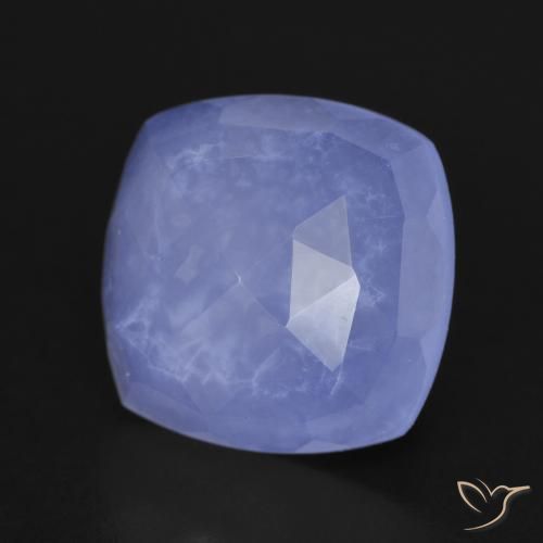 6.17 ct Blue Chalcedony Stone, Natural Chalcedony in Cushion Mixed Cut Shape for Sale
