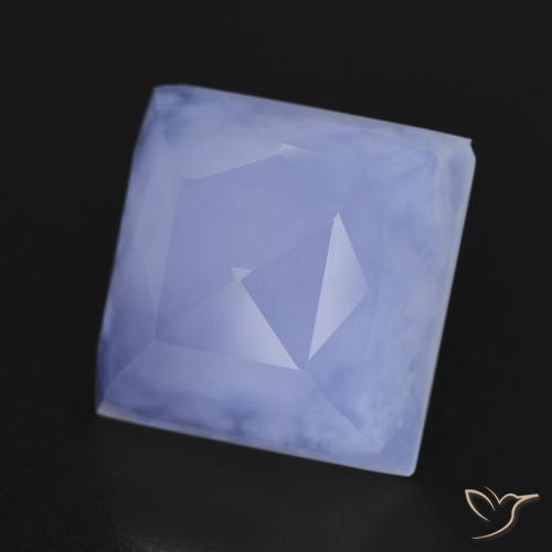 6.90 ct Blue Chalcedony Stone, Natural Chalcedony in Square Mixed-Cut Shape for Sale