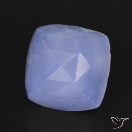 6.33 ct Blue Chalcedony Stone, Natural Chalcedony in Cushion Mixed Cut Shape for Sale