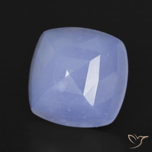 6.63 ct Blue Chalcedony Stone, Natural Chalcedony in Cushion Mixed Cut Shape for Sale