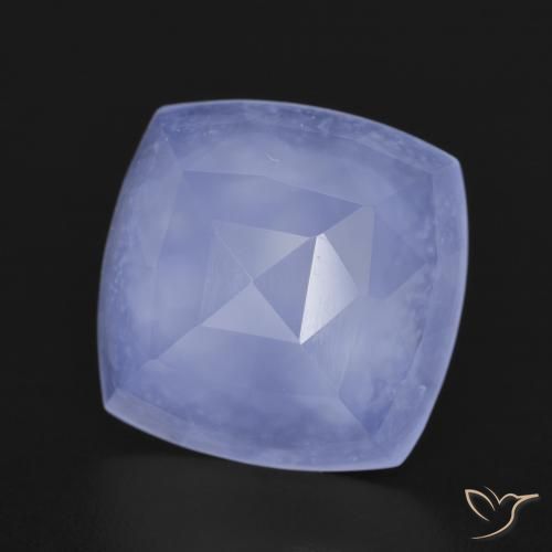 6.40 ct Blue Chalcedony Stone, Natural Chalcedony in Cushion Mixed Cut Shape for Sale