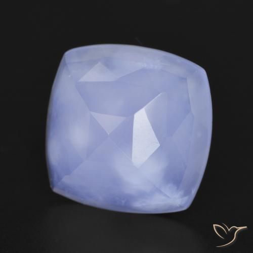 6.70 ct Blue Chalcedony Stone, Natural Chalcedony in Cushion Mixed Cut Shape for Sale