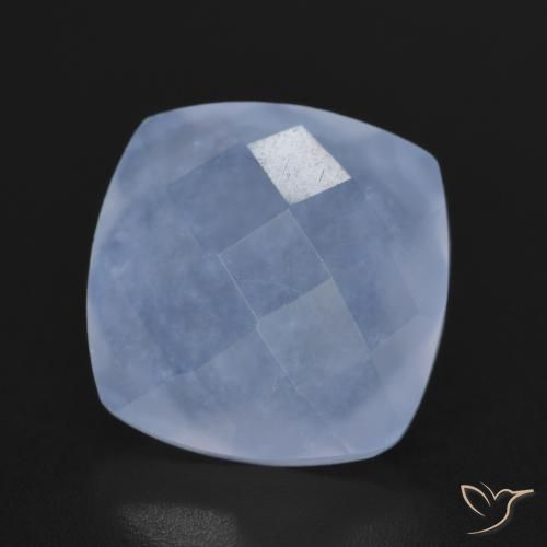 6.33 ct Blue Chalcedony Stone, Natural Chalcedony in Cushion Checkerboard (double sided) Shape for Sale