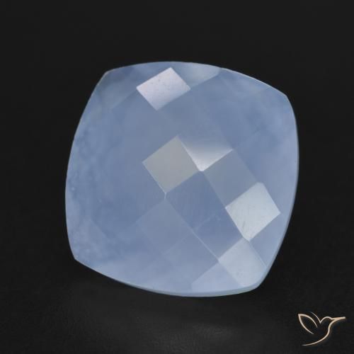 5.40 ct Blue Chalcedony Stone, Natural Chalcedony in Cushion Checkerboard (double sided) Shape for Sale