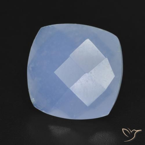 5.42 ct Blue Chalcedony Stone, Natural Chalcedony in Cushion Checkerboard (double sided) Shape for Sale
