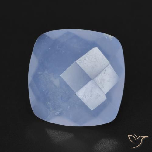 4.73 ct Blue Chalcedony Stone, Natural Chalcedony in Cushion Checkerboard (double sided) Shape for Sale