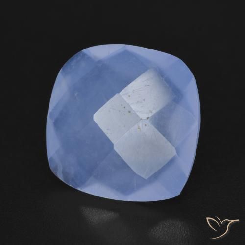 4.34 ct Blue Chalcedony Stone, Natural Chalcedony in Cushion Checkerboard (double sided) Shape for Sale
