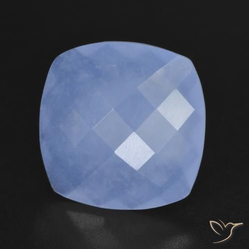 4.91 ct Blue Chalcedony Stone, Natural Chalcedony in Cushion Checkerboard (double sided) Shape for Sale