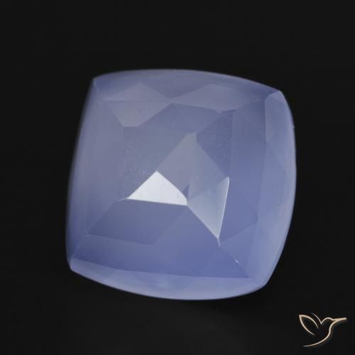 7.05 ct Blue Chalcedony Stone, Natural Chalcedony in Cushion Mixed Cut Shape for Sale