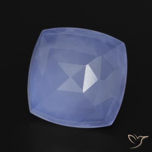 6.45 ct Blue Chalcedony Stone, Natural Chalcedony in Cushion Mixed Cut Shape for Sale