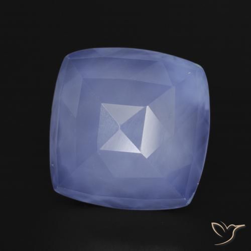 5.59 ct Blue Chalcedony Stone, Natural Chalcedony in Cushion Mixed Cut Shape for Sale