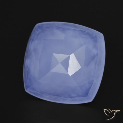 5.91 ct Blue Chalcedony Stone, Natural Chalcedony in Cushion Mixed Cut Shape for Sale