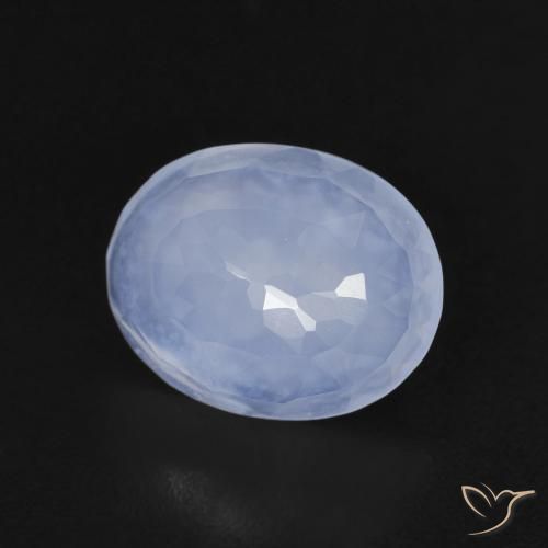 2.30 ct Blue Chalcedony Stone, Natural Chalcedony in Oval Buff-Top Shape for Sale