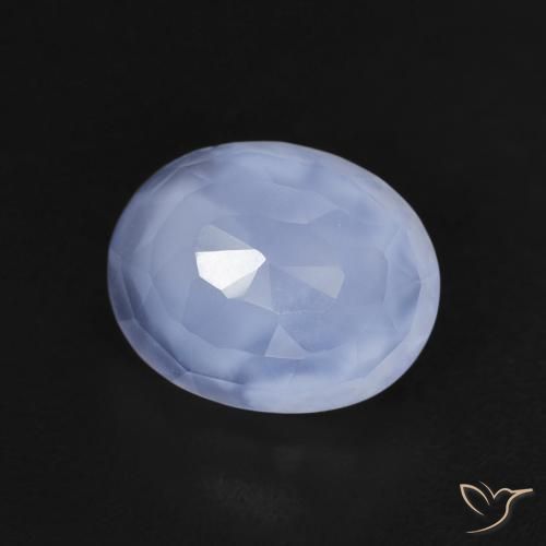 2.41 ct Blue Chalcedony Stone, Natural Chalcedony in Oval Buff-Top Shape for Sale